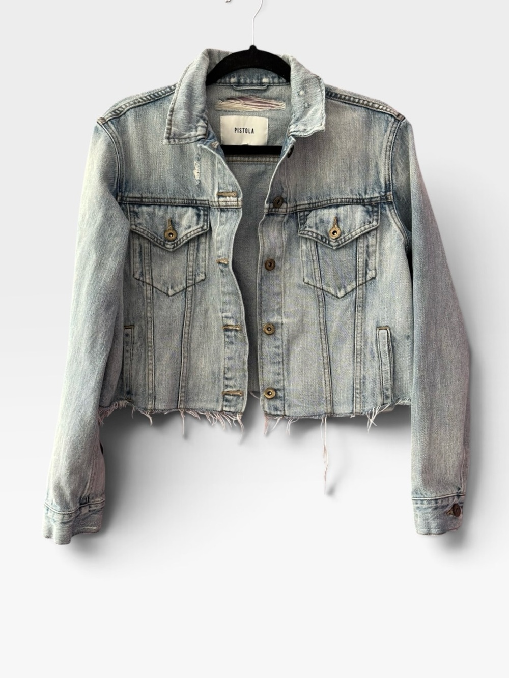 Pistola Light Blue Distressed Denim Jacket